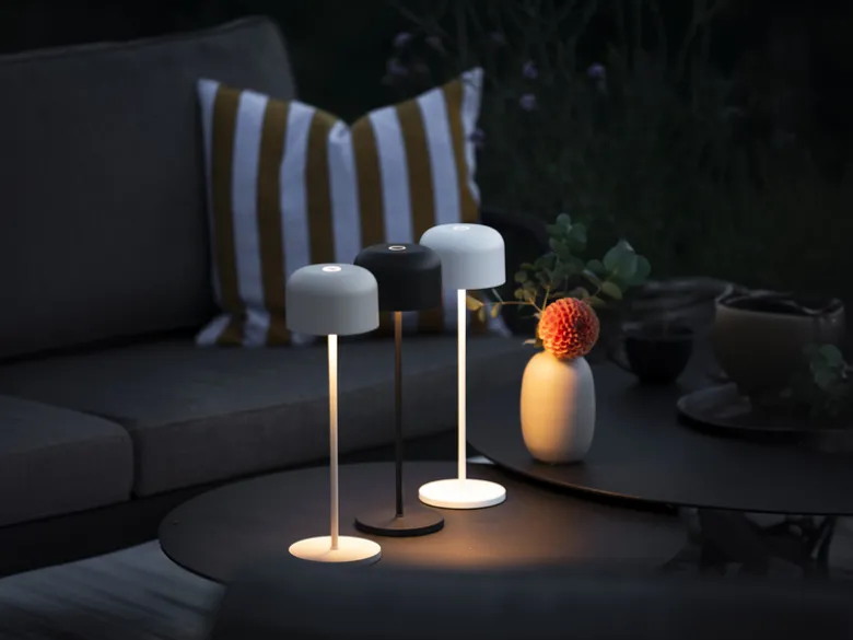 Akku Tischleuchte LILLE per USB aufladbar, Beige Höhe 36cm
