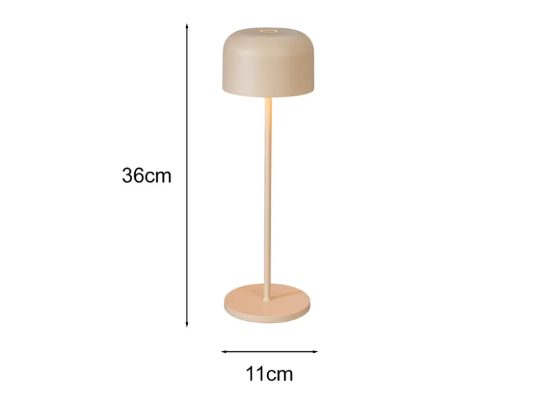 Akku Tischleuchte LILLE per USB aufladbar, Beige Höhe 36cm
