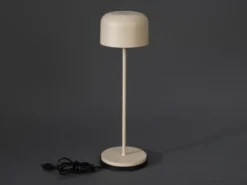 Akku Tischleuchte LILLE per USB aufladbar, Beige Höhe 36cm