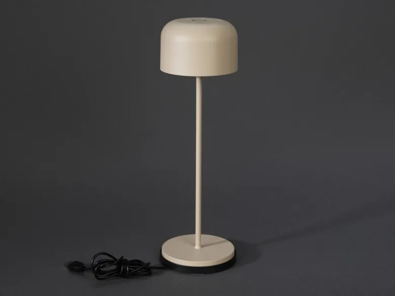 Akku Tischleuchte LILLE per USB aufladbar, Beige Höhe 36cm