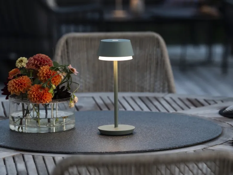 Akku Tischleuchte LYON für Outdoor dimmbar, kabellos in Mintgrün, 30cm