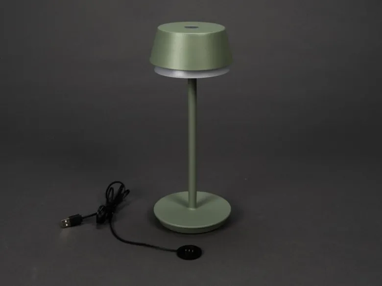 Akku Tischleuchte LYON für Outdoor dimmbar, kabellos in Mintgrün, 30cm