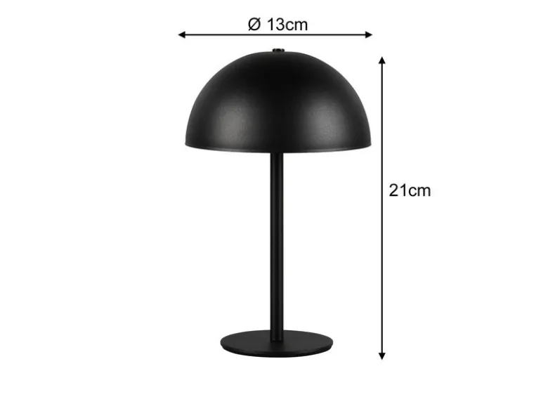 Akku Tischleuchte MUNOZ Schwarz dimmbar & per USB aufladbar, Höhe 21cm