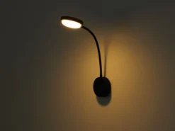 Akku Wand Leselampe dimmbar, Schwarz mit Flexrohr, Höhe 45cm