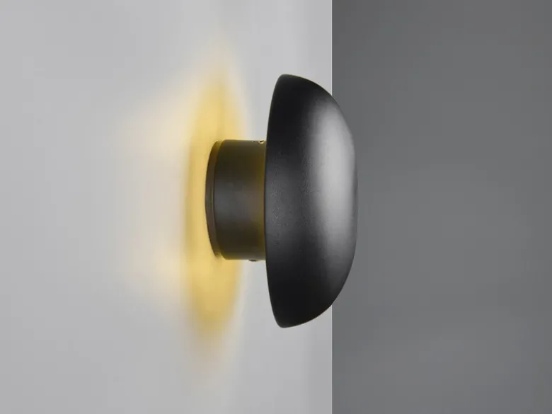 Akku Wandleuchte DAVEY aus Metall Schwarz per USB aufladbar, Ø 15,5cm