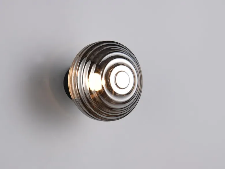 Akku Wandleuchte EARL mit Rauchglas Lampenschirm dimmbar, Ø 15,5cm