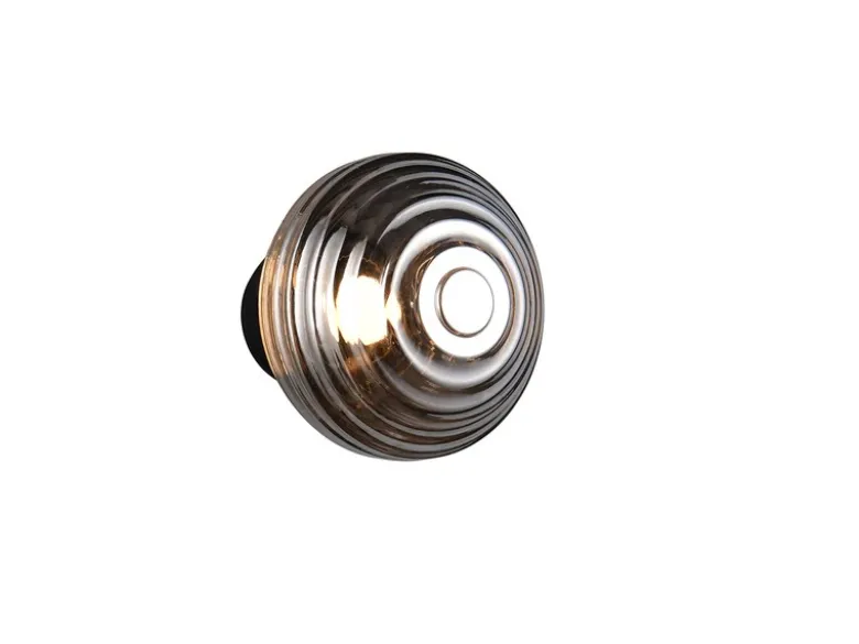 Akku Wandleuchte EARL mit Rauchglas Lampenschirm dimmbar, Ø 15,5cm