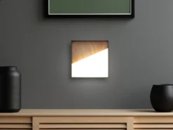 Akku Wandleuchte MEG dimmbar für Innen & Außen zum Kleben, Holzoptik, 15cm