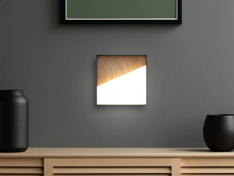Akku Wandleuchte MEG dimmbar für Innen & Außen zum Kleben, Holzoptik, 15cm