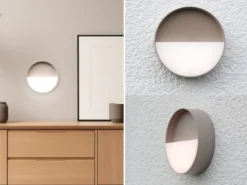 Akku Wandleuchten 2er SET dimmbar für Innen & Außen zum Kleben Sand, Ø 15cm