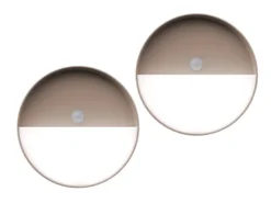 Akku Wandleuchten 2er SET mit Bewegungsmelder Innen & Außen, zum Kleben, Ø15cm
