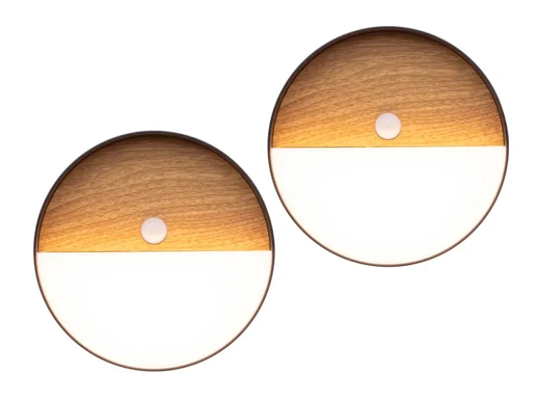 Akku Wandleuchten 2er SET mit Bewegungsmelder Innen & Außen, zum Kleben, Ø15cm