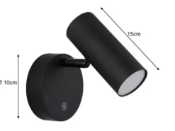 Akku Wandstrahler ALLVI Schwarz kabellos ohne Stromanschluss, Breite 10cm
