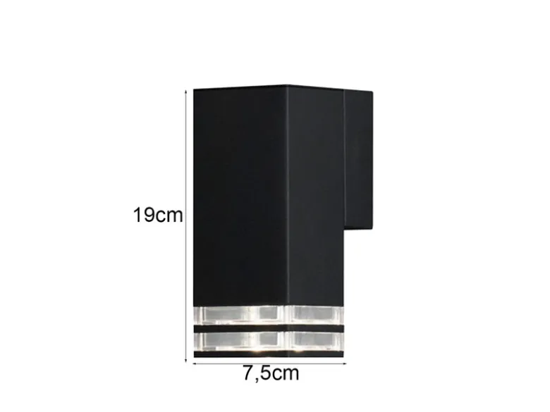 ALU Außenwandleuchte POLLUX Down Light Schwarz Effektstreifen IP44, Höhe 19cm