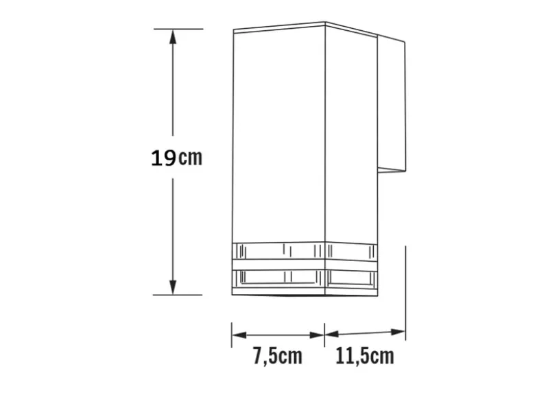 ALU Außenwandleuchte POLLUX Down Light Schwarz Effektstreifen IP44, Höhe 19cm