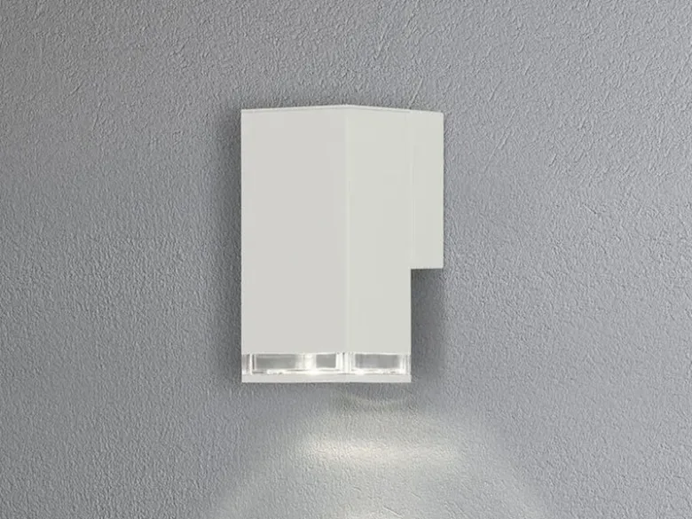 ALU Außenwandleuchte POLLUX Down Light Weiß Effektstreifen IP44, Höhe 16,5cm