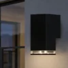 ALU Außenwandleuchte POLLUX Down Light Schwarz Effektstreifen IP44, Höhe 16,5cm