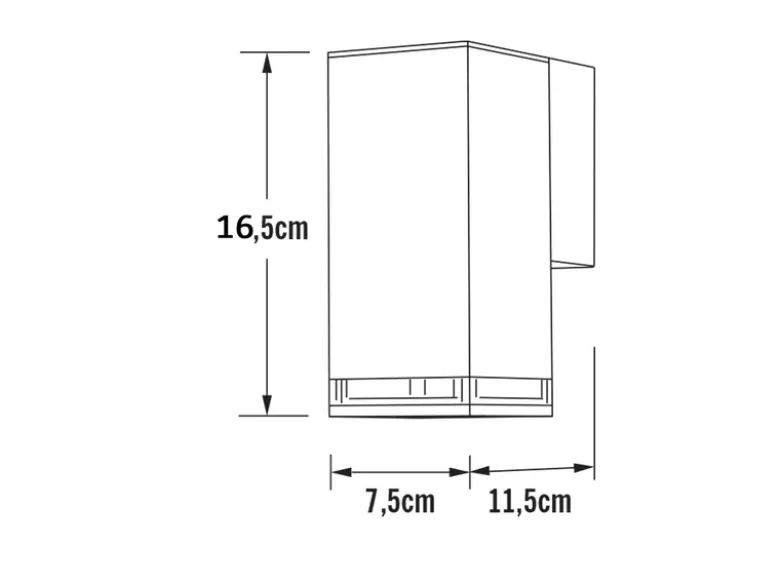 ALU Außenwandleuchte POLLUX Down Light Schwarz Effektstreifen IP44, Höhe 16,5cm