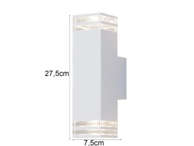 ALU Außenwandleuchte POLLUX Up and Down Weiß Effektstreifen IP44, Höhe27,5cm