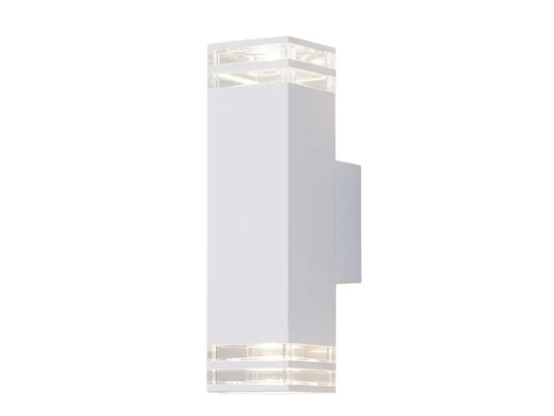 ALU Außenwandleuchte POLLUX Up and Down Weiß Effektstreifen IP44, Höhe27,5cm
