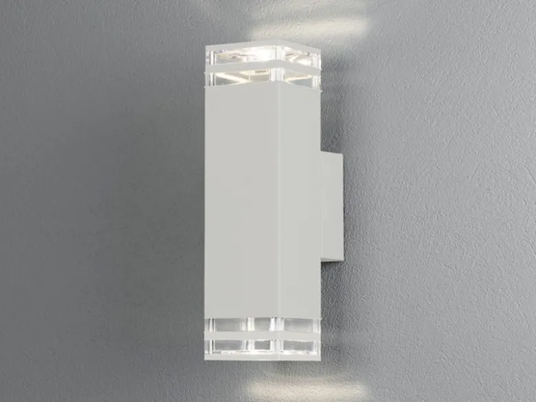 ALU Außenwandleuchte POLLUX Up and Down Weiß Effektstreifen IP44, Höhe27,5cm
