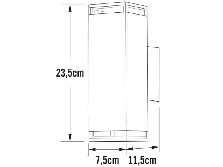 ALU Außenwandleuchte POLLUX Up and Down Schwarz Effektstreifen IP44, Höhe23,5cm