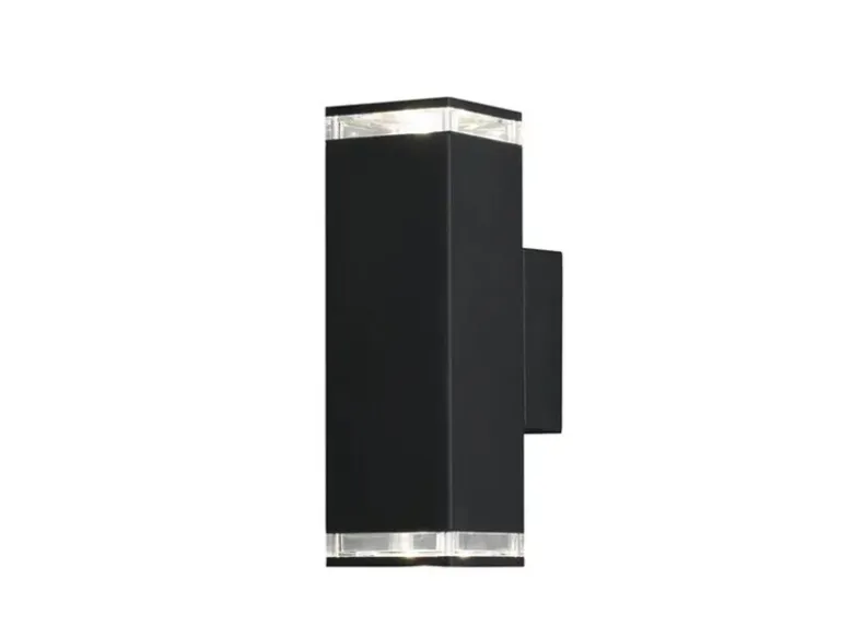 ALU Außenwandleuchte POLLUX Up and Down Schwarz Effektstreifen IP44, Höhe23,5cm