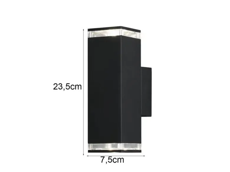 ALU Außenwandleuchte POLLUX Up and Down Schwarz Effektstreifen IP44, Höhe23,5cm