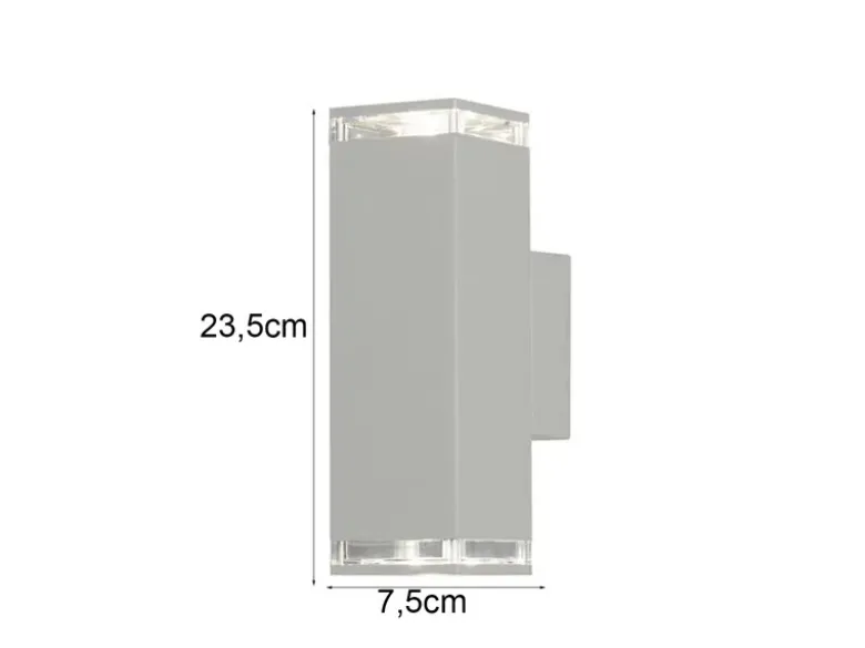 ALU Außenwandleuchte POLLUX Up and Down Weiß Effektstreifen IP44, Höhe 23,5cm