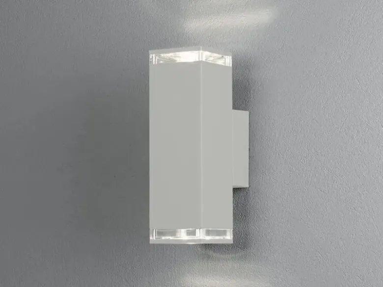 ALU Außenwandleuchte POLLUX Up and Down Weiß Effektstreifen IP44, Höhe 23,5cm