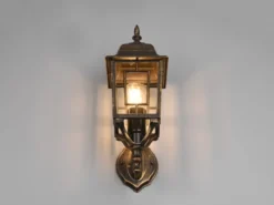 Antike Außenwandleuchte, Laterne stehend Rostoptik mit E27 LED, Höhe 41cm