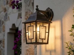 Antike Außenwandleuchte, Laterne hängend Rostoptik mit E27 LED, Höhe 30cm