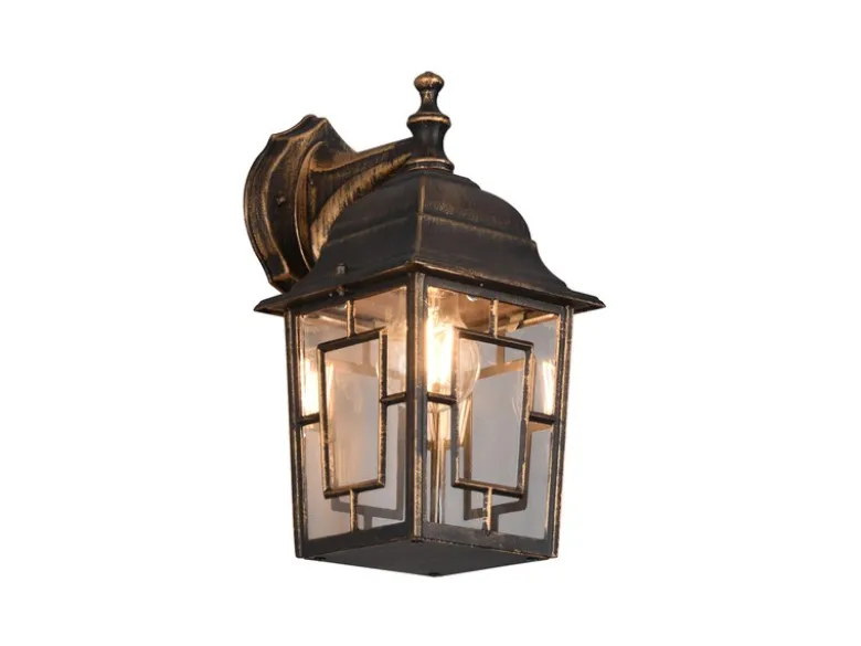 Antike Außenwandleuchte, Laterne hängend Rostoptik mit E27 LED, Höhe 30cm