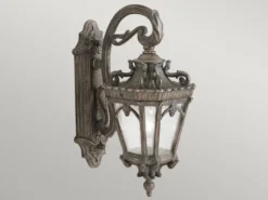 Antike Außenwandleuchte TOURNAI hängend Bronzefarbig, Höhe 46cm