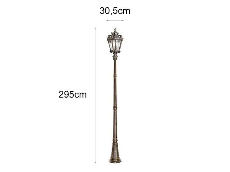 Antike extra große Straßenlaterne TOURNAI Bronzefarbig, Höhe 295cm