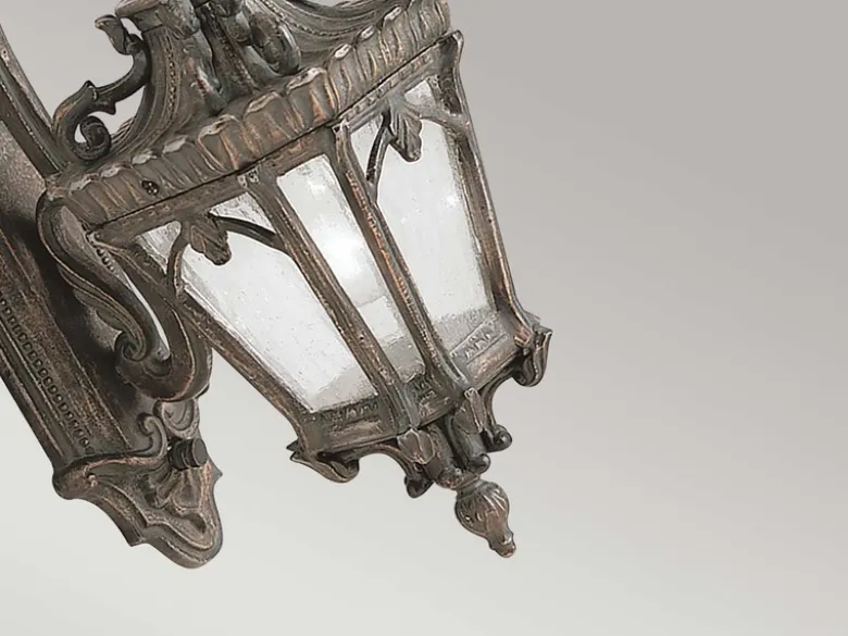 Antike LED Außenwandleuchte hängend Bronzefarbig, Höhe 46cm