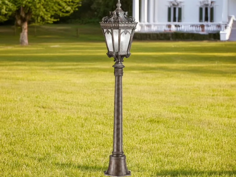 Antike LED Wegeleuchte Aluminium Bronzefarbig, Höhe 110cm
