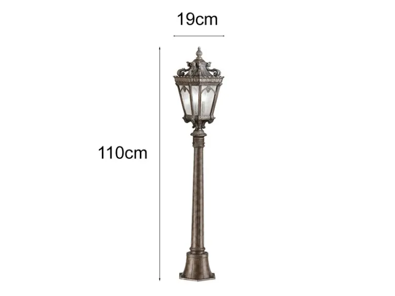 Antike LED Wegeleuchte Aluminium Bronzefarbig, Höhe 110cm