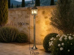 Antike Wegeleuchte aus Aluminium Rostoptik mit E27 LED, Höhe 100cm