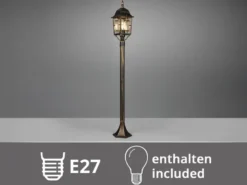 Antike Wegeleuchte aus Aluminium Rostoptik mit E27 LED, Höhe 100cm