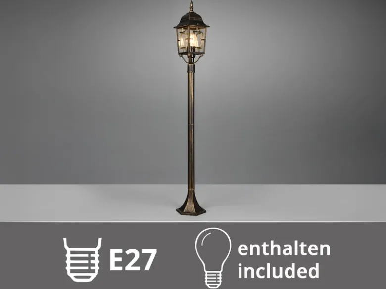 Antike Wegeleuchte aus Aluminium Rostoptik mit E27 LED, Höhe 100cm