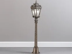 Antike Wegeleuchte TOURNAI Aluminium Bronzefarbig, Höhe 110cm