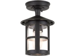 Außen Deckenlaterne HEREFORD aus Alu im Landhausstil, Schwarz Höhe 23,5cm