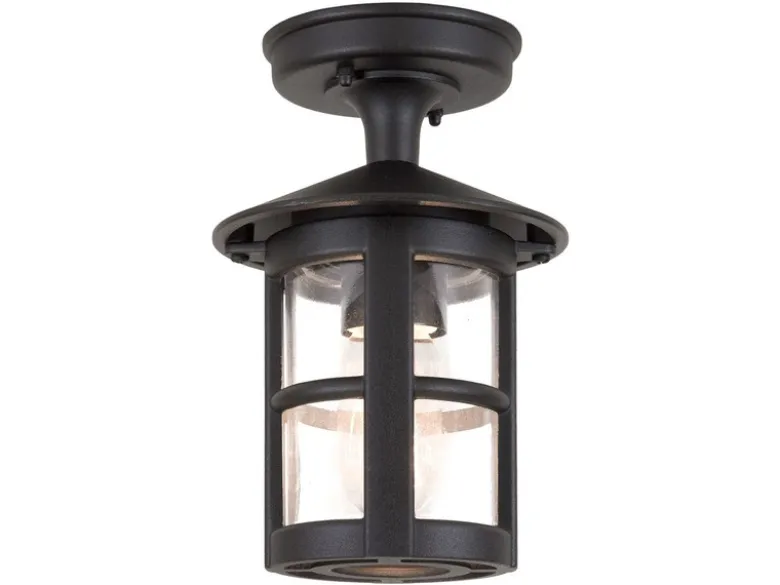 Außen Deckenlaterne HEREFORD aus Alu im Landhausstil, Schwarz Höhe 23,5cm