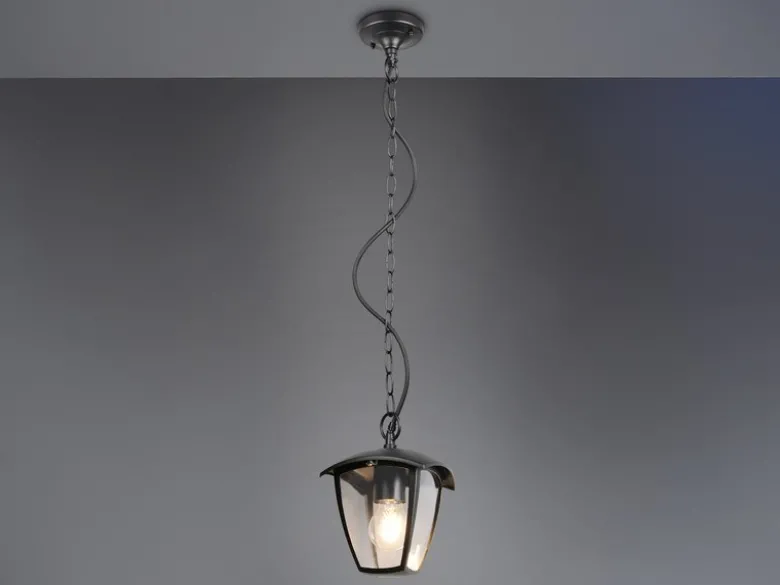 Außenhängeleuchte VENTA im Landhausstil aus Aluminium Schwarz, 17x17cm