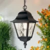 Außen LED Hängeleuchte Landhausstil Kettenlaterne mit Bleiglas, Höhe 60cm
