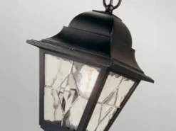Außen LED Hängeleuchte Landhausstil Kettenlaterne mit Bleiglas, Höhe 60cm
