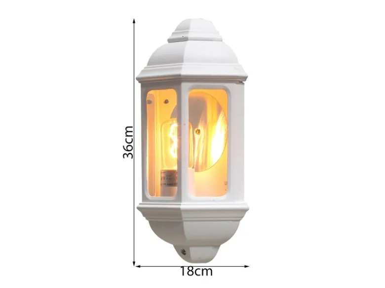 Außen LED Wandlaterne Halbschale im Landhausstil, Weiß, Höhe 36cm
