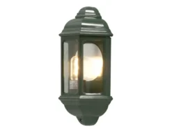 Außen LED Wandlaterne, Halbschale im Landhausstil, Grün, Höhe 36cm