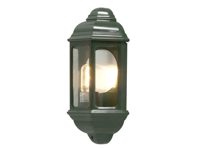 Außen LED Wandlaterne, Halbschale im Landhausstil, Grün, Höhe 36cm